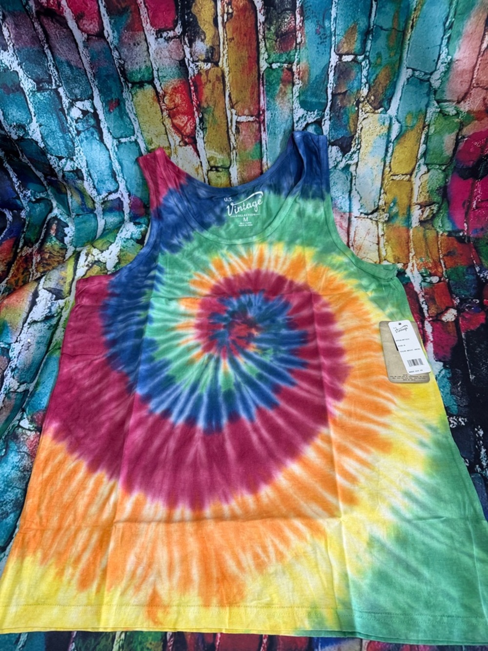 Vintage Tie-Dye Spiral Tank Top - Multi medium